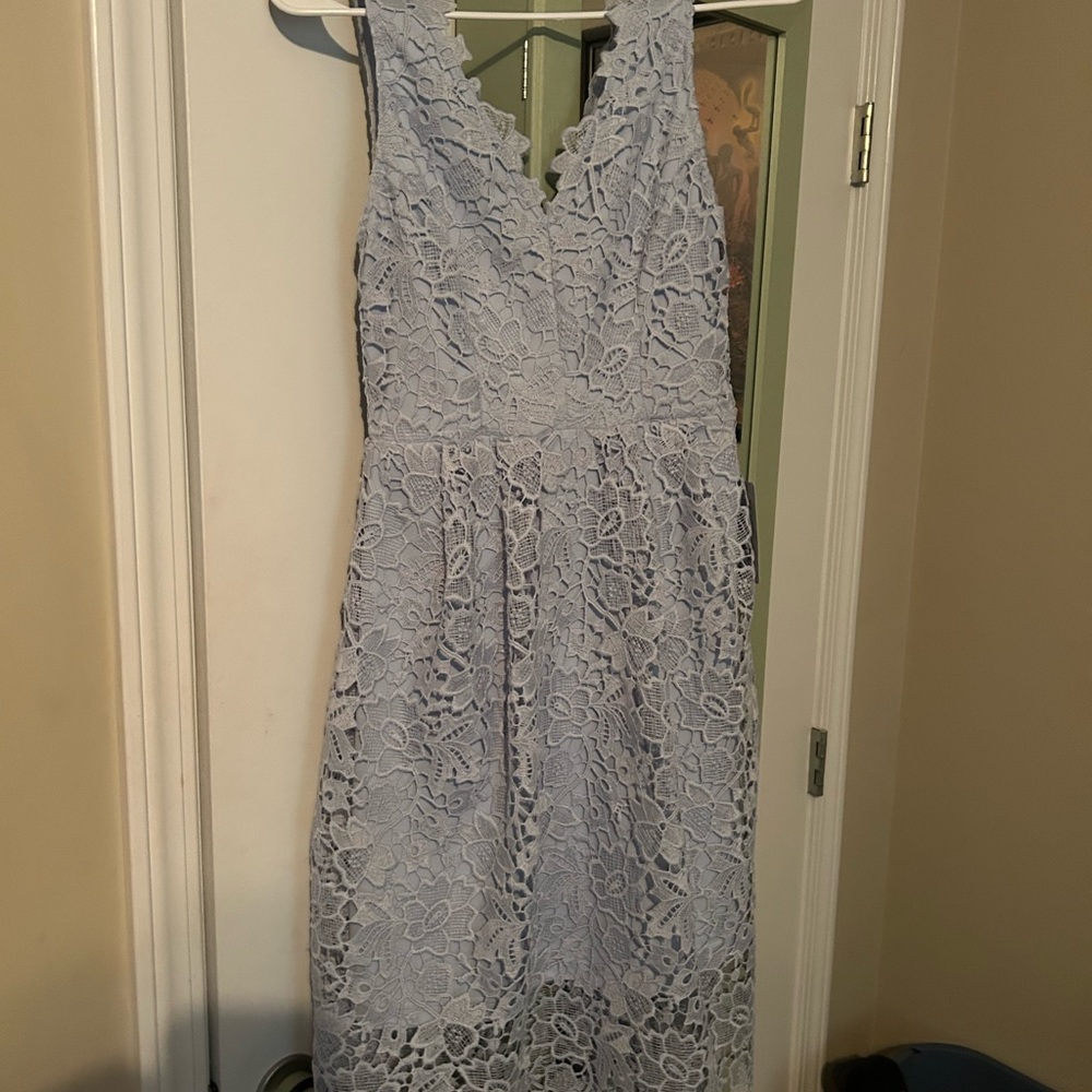 Astr Lace Midi Dress in Light Blue